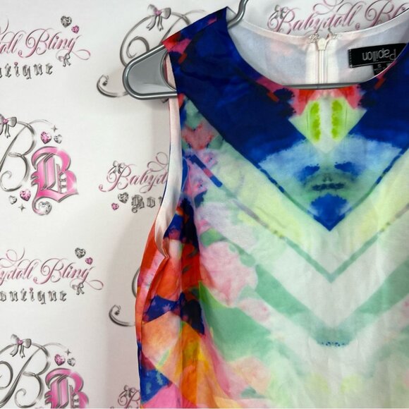 Papillon Blanc Multicolor Dress watercolor tank style tie dye Aztec - Picture 6 of 11